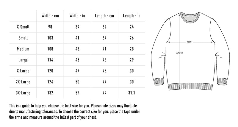 Size chart for + Kristallfågel + Crewneck - Black