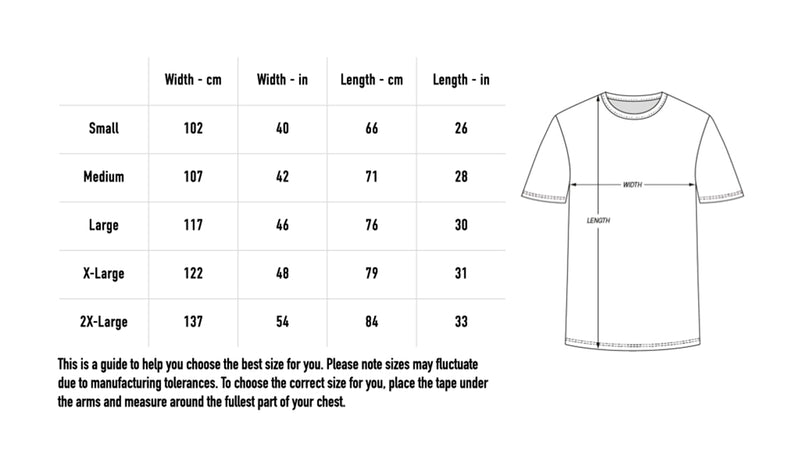 Size chart for + dssueg + All Over Print Tee